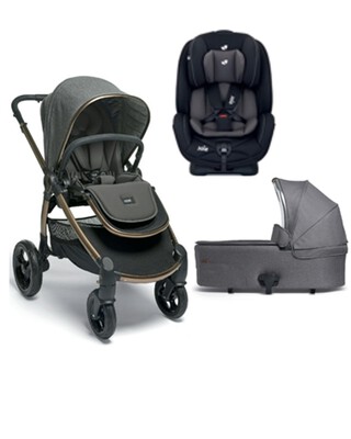 Ocarro Simply Luxe Pushchair & Shadow Grey Carrycot with Joie Car Seat Coal